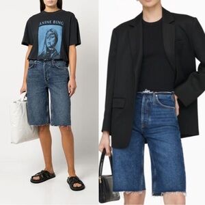 NWT | Anine Bing Gavin 1999 Cutoff Nonstretch Denim Walking Shorts Size 32